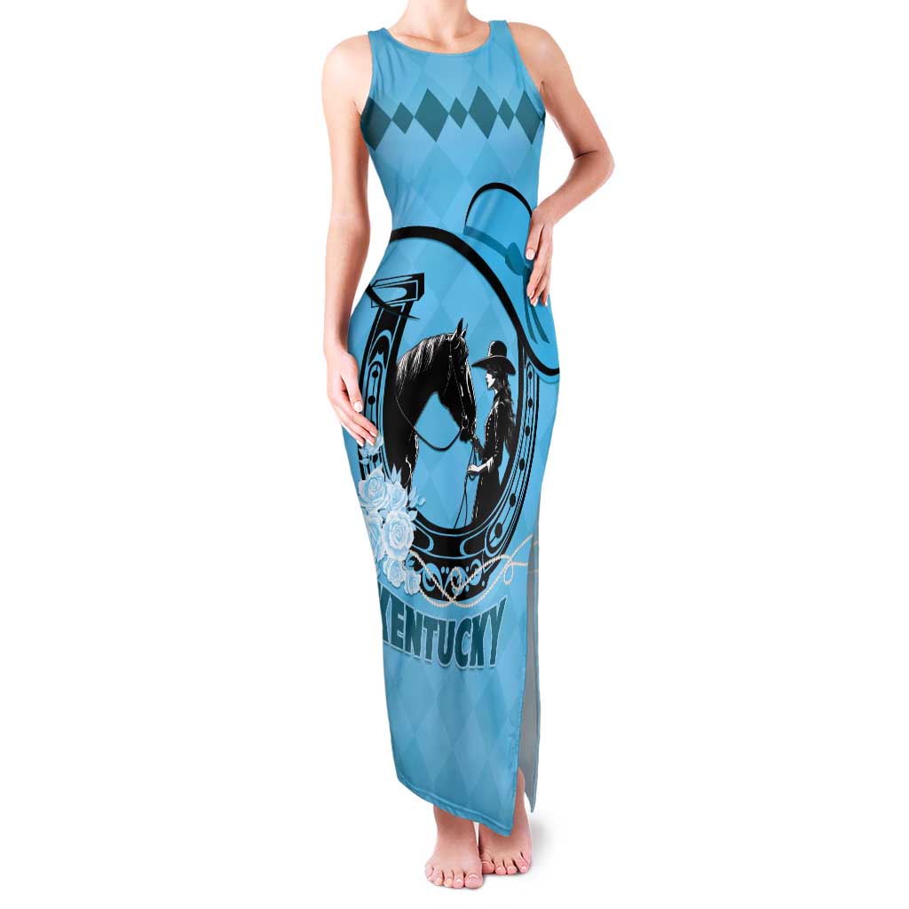 Personalized Kentucky Horse Racing Tank Maxi Dress Beauty and The Horse Blue Version LT01