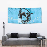 Personalized Kentucky Horse Racing Tapestry Beauty and The Horse Blue Version LT01