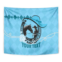 Personalized Kentucky Horse Racing Tapestry Beauty and The Horse Blue Version LT01