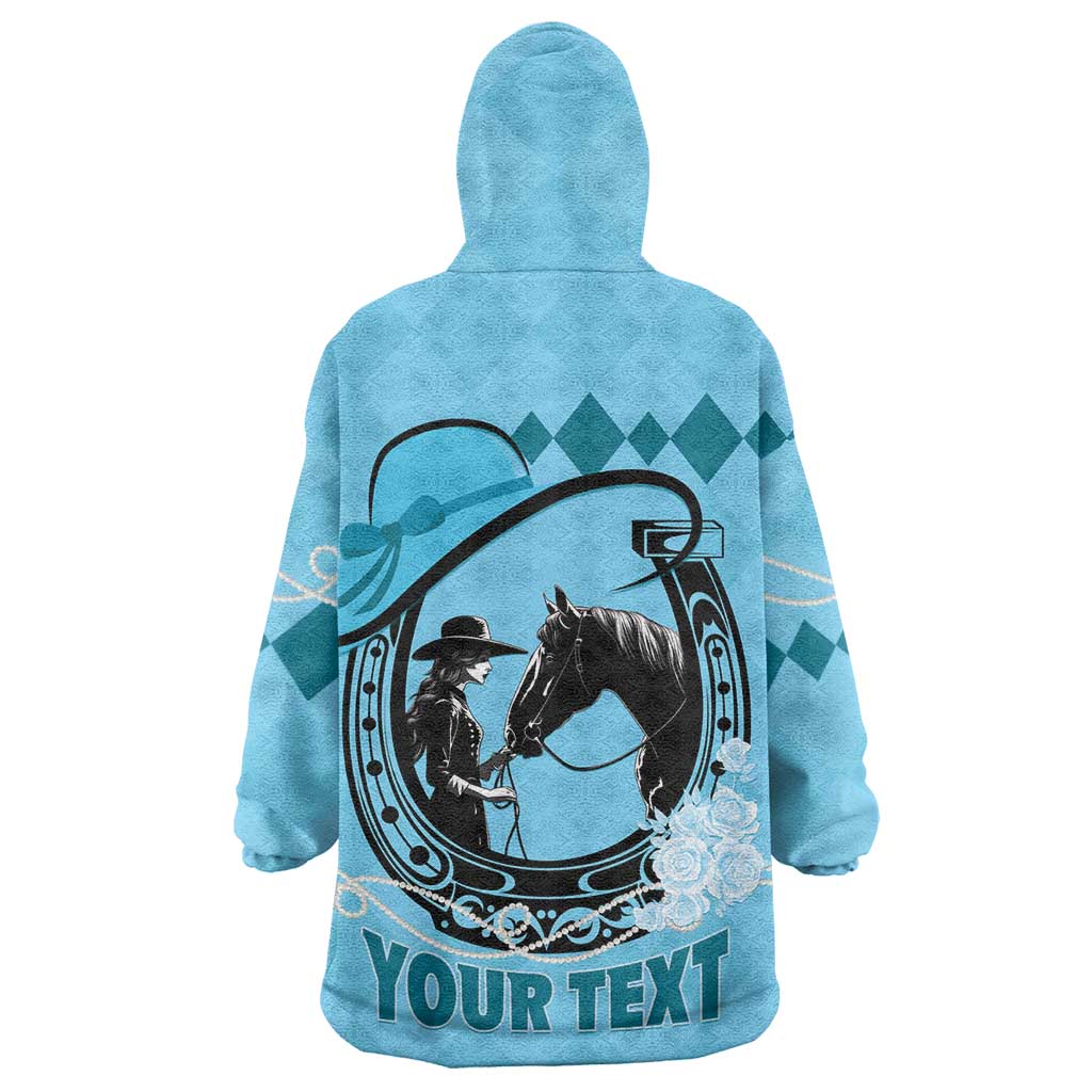 Personalized Kentucky Horse Racing Wearable Blanket Hoodie Beauty and The Horse Blue Version LT01