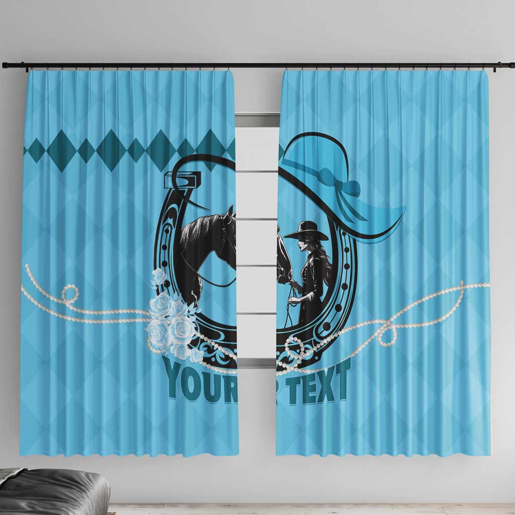Personalized Kentucky Horse Racing Window Curtain Beauty and The Horse Blue Version LT01