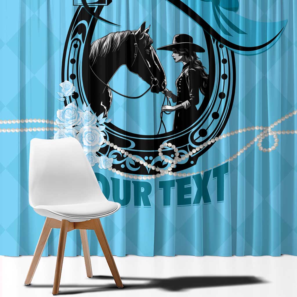 Personalized Kentucky Horse Racing Window Curtain Beauty and The Horse Blue Version LT01