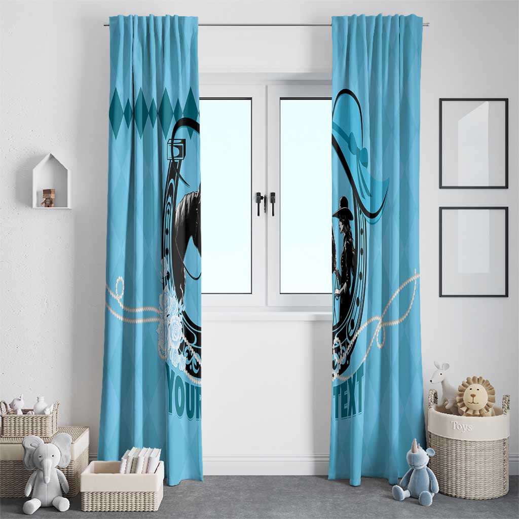 Personalized Kentucky Horse Racing Window Curtain Beauty and The Horse Blue Version LT01