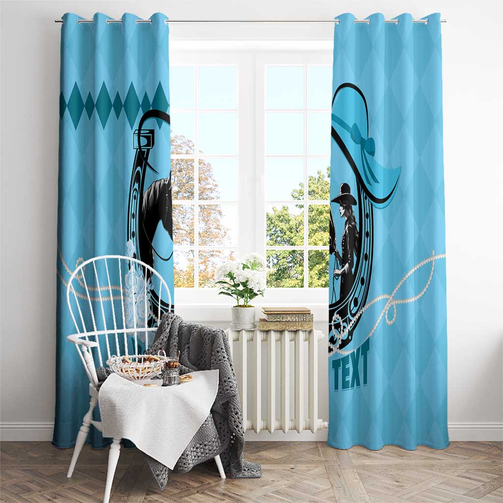 Personalized Kentucky Horse Racing Window Curtain Beauty and The Horse Blue Version LT01