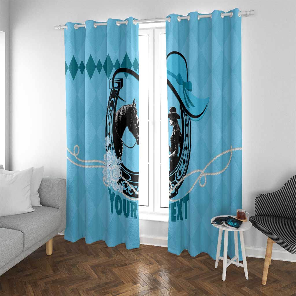 Personalized Kentucky Horse Racing Window Curtain Beauty and The Horse Blue Version LT01