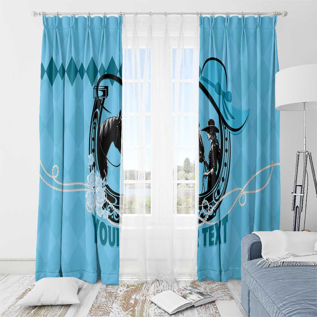 Personalized Kentucky Horse Racing Window Curtain Beauty and The Horse Blue Version LT01