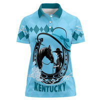 Personalized Kentucky Horse Racing Women Polo Shirt Beauty and The Horse Blue Version LT01