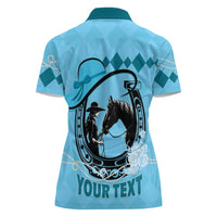 Personalized Kentucky Horse Racing Women Polo Shirt Beauty and The Horse Blue Version LT01