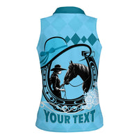 Personalized Kentucky Horse Racing Women Sleeveless Polo Shirt Beauty and The Horse Blue Version LT01