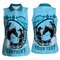 Personalized Kentucky Horse Racing Women Sleeveless Polo Shirt Beauty and The Horse Blue Version LT01