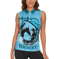 Personalized Kentucky Horse Racing Women Sleeveless Polo Shirt Beauty and The Horse Blue Version LT01