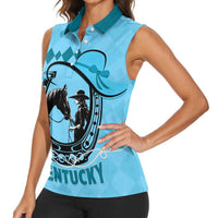 Personalized Kentucky Horse Racing Women Sleeveless Polo Shirt Beauty and The Horse Blue Version LT01