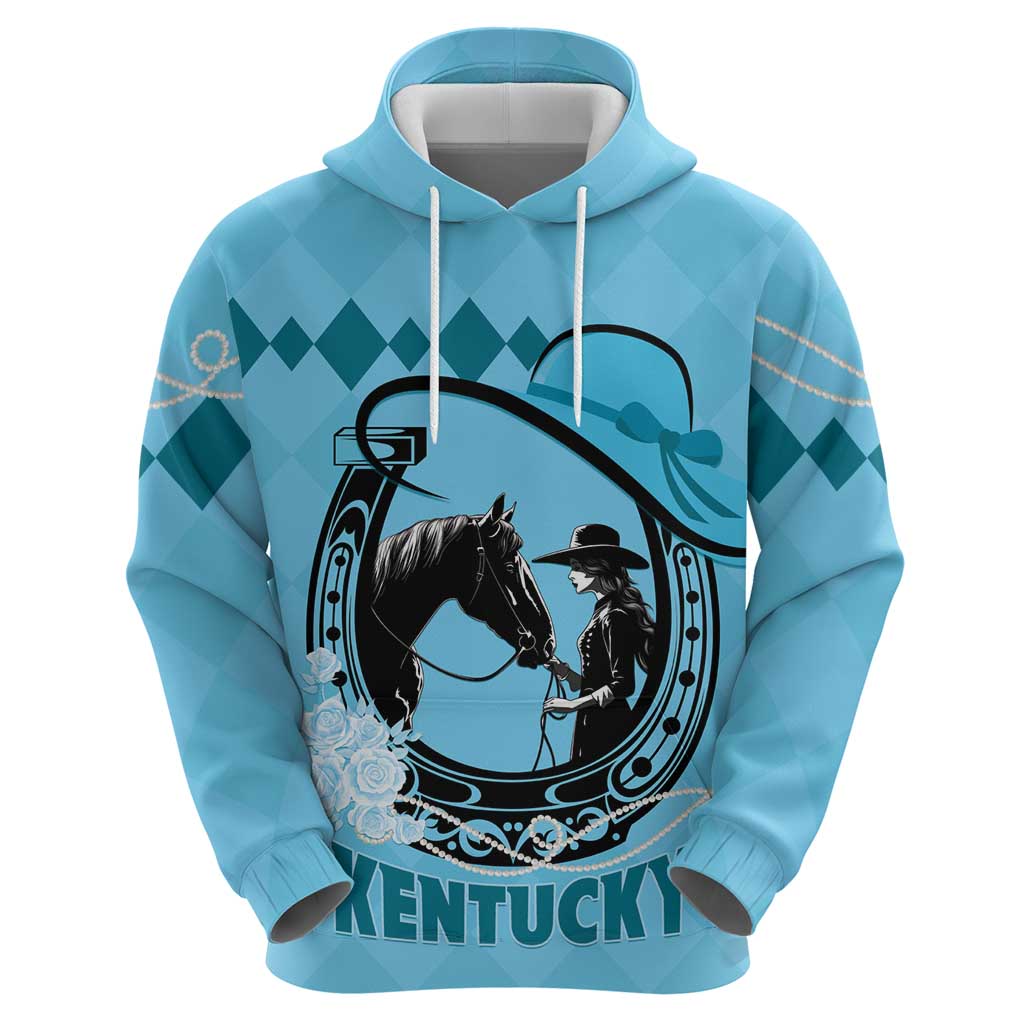 Personalized Kentucky Horse Racing Zip Hoodie Beauty and The Horse Blue Version LT01