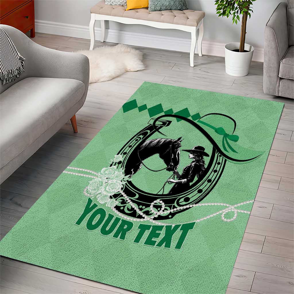 Personalized Kentucky Horse Racing Area Rug Beauty and The Horse Green Version LT01