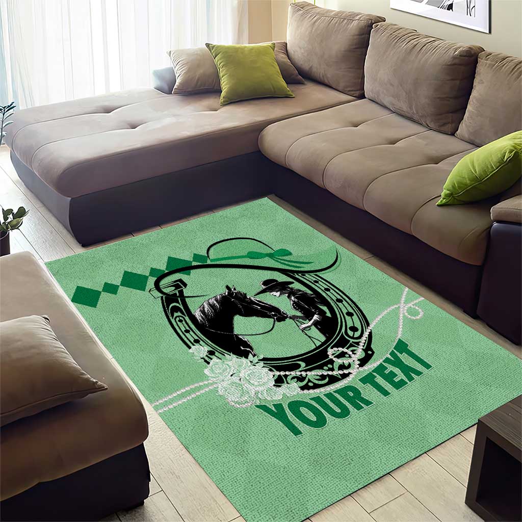 Personalized Kentucky Horse Racing Area Rug Beauty and The Horse Green Version LT01