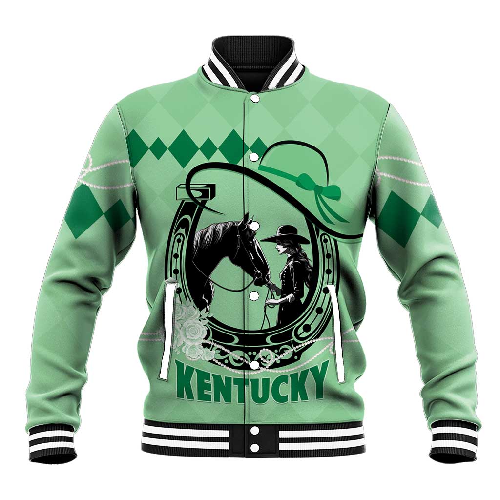 Personalized Kentucky Horse Racing Baseball Jacket Beauty and The Horse Green Version LT01