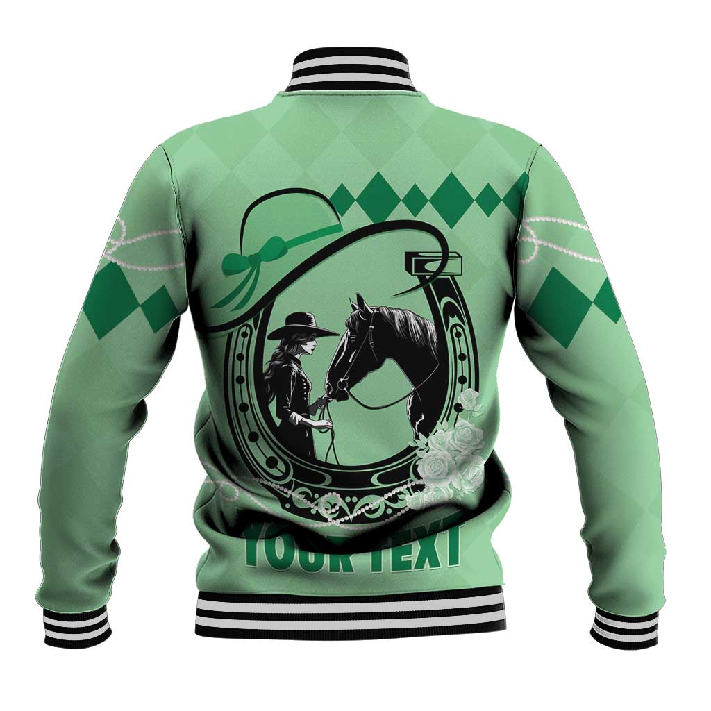 Personalized Kentucky Horse Racing Baseball Jacket Beauty and The Horse Green Version LT01