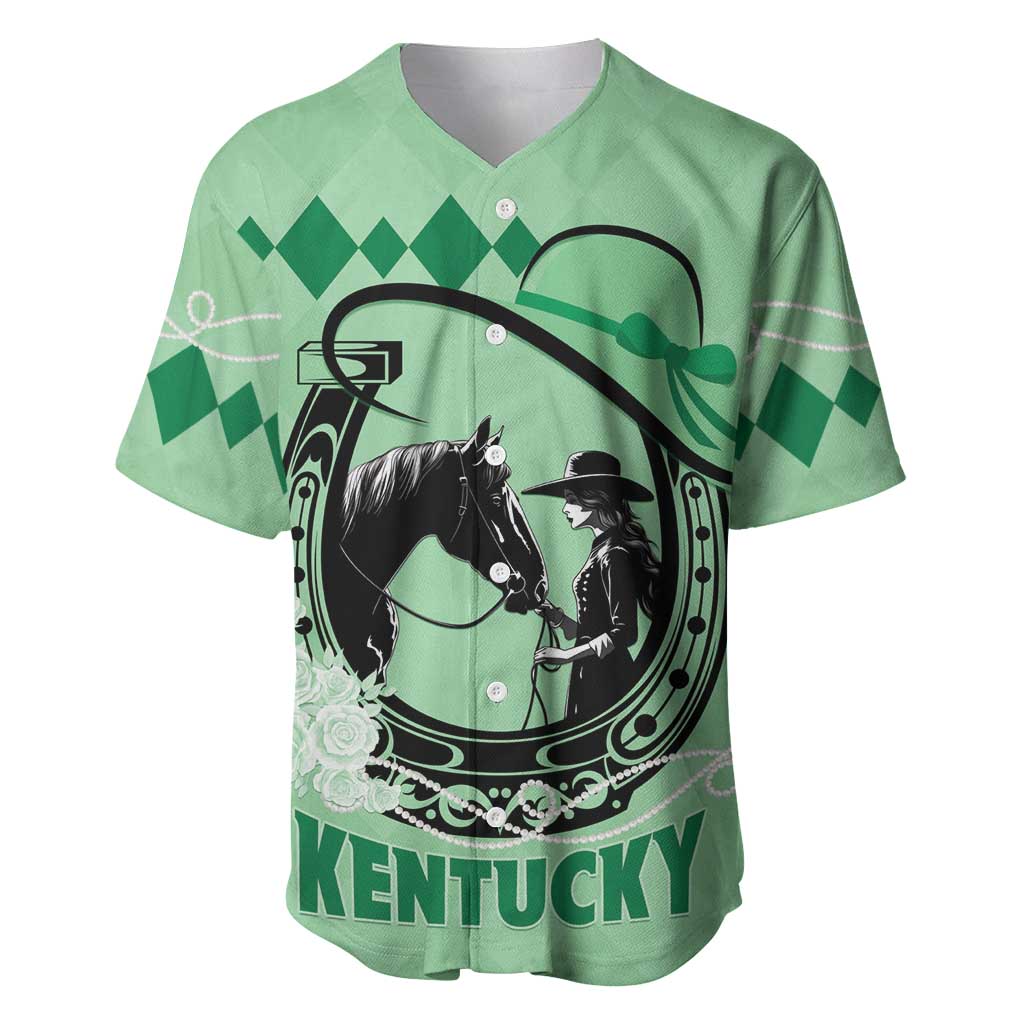 Personalized Kentucky Horse Racing Baseball Jersey Beauty and The Horse Green Version LT01