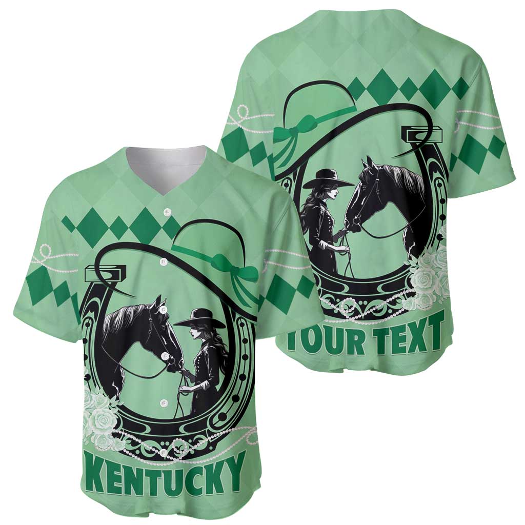 Personalized Kentucky Horse Racing Baseball Jersey Beauty and The Horse Green Version LT01