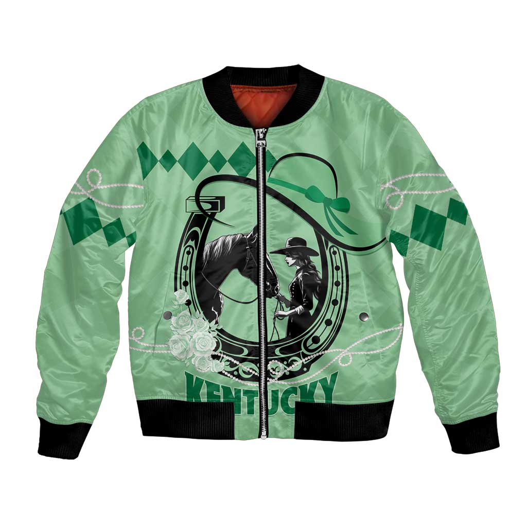 Personalized Kentucky Horse Racing Bomber Jacket Beauty and The Horse Green Version LT01