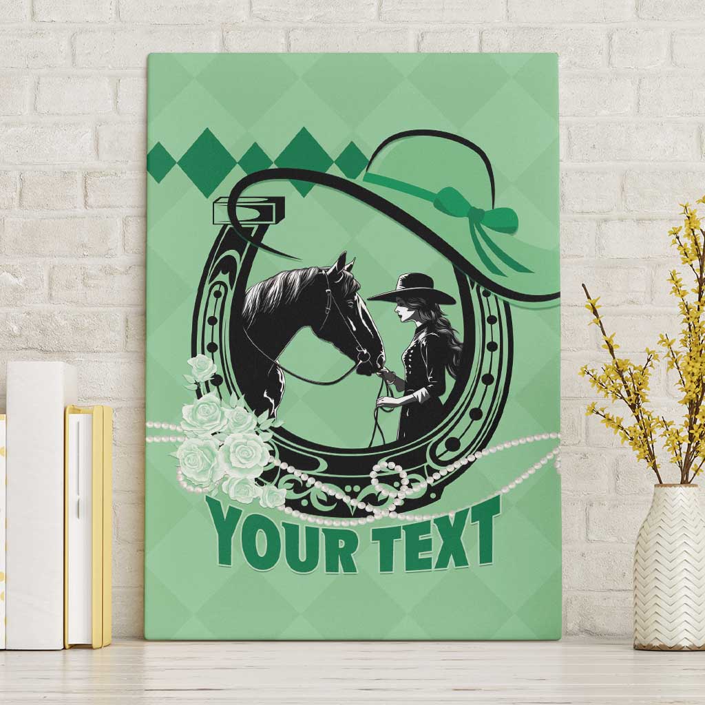 Personalized Kentucky Horse Racing Canvas Wall Art Beauty and The Horse Green Version LT01