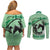 Personalized Kentucky Horse Racing Couples Matching Off Shoulder Short Dress and Long Sleeve Button Shirt Beauty and The Horse Green Version LT01