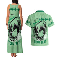 Personalized Kentucky Horse Racing Couples Matching Tank Maxi Dress and Hawaiian Shirt Beauty and The Horse Green Version LT01