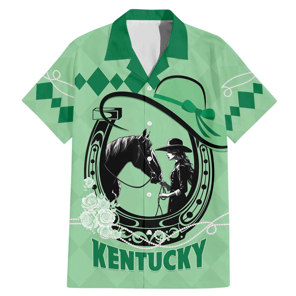 Personalized Kentucky Horse Racing Family Matching Mermaid Dress and Hawaiian Shirt Beauty and The Horse Green Version LT01
