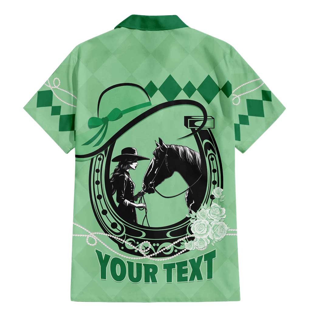 Personalized Kentucky Horse Racing Family Matching Mermaid Dress and Hawaiian Shirt Beauty and The Horse Green Version LT01