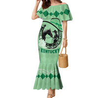 Personalized Kentucky Horse Racing Family Matching Mermaid Dress and Hawaiian Shirt Beauty and The Horse Green Version LT01