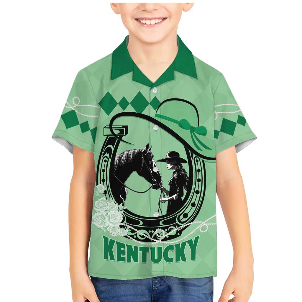 Personalized Kentucky Horse Racing Family Matching Mermaid Dress and Hawaiian Shirt Beauty and The Horse Green Version LT01