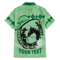 Personalized Kentucky Horse Racing Family Matching Off The Shoulder Long Sleeve Dress and Hawaiian Shirt Beauty and The Horse Green Version LT01