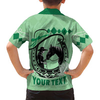 Personalized Kentucky Horse Racing Family Matching Off Shoulder Short Dress and Hawaiian Shirt Beauty and The Horse Green Version LT01