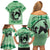 Personalized Kentucky Horse Racing Family Matching Off Shoulder Short Dress and Hawaiian Shirt Beauty and The Horse Green Version LT01