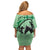 Personalized Kentucky Horse Racing Family Matching Off Shoulder Short Dress and Hawaiian Shirt Beauty and The Horse Green Version LT01