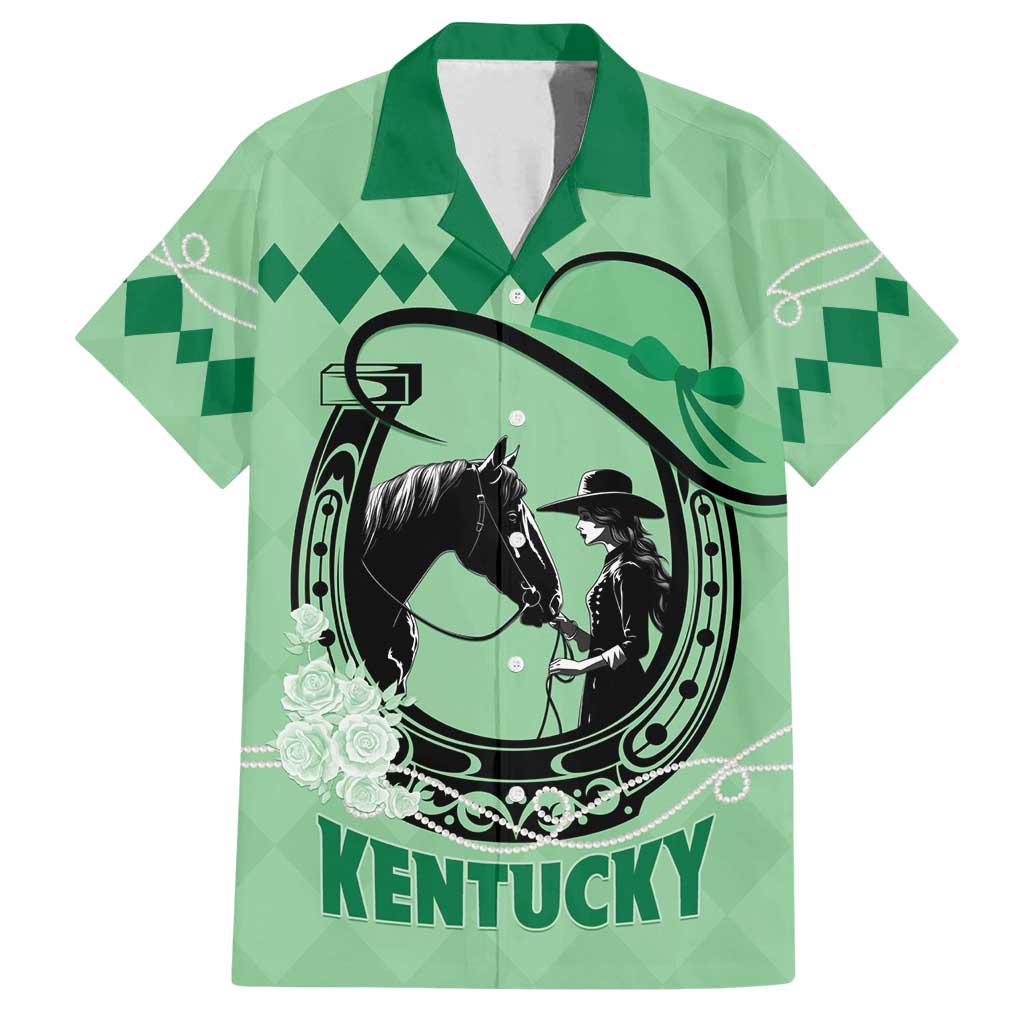 Personalized Kentucky Horse Racing Family Matching Puletasi and Hawaiian Shirt Beauty and The Horse Green Version LT01