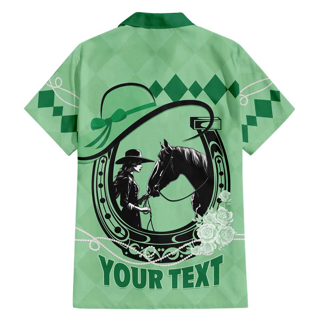 Personalized Kentucky Horse Racing Family Matching Puletasi and Hawaiian Shirt Beauty and The Horse Green Version LT01