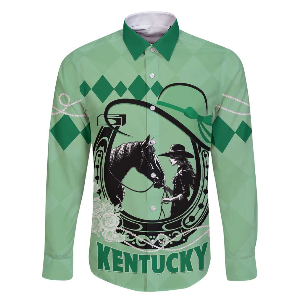 Personalized Kentucky Horse Racing Family Matching Short Sleeve Bodycon Dress and Hawaiian Shirt Beauty and The Horse Green Version LT01