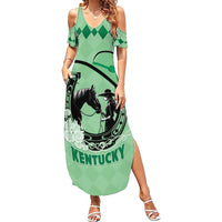 Personalized Kentucky Horse Racing Family Matching Summer Maxi Dress and Hawaiian Shirt Beauty and The Horse Green Version LT01