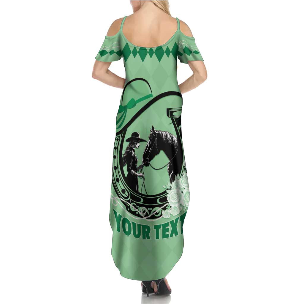 Personalized Kentucky Horse Racing Family Matching Summer Maxi Dress and Hawaiian Shirt Beauty and The Horse Green Version LT01