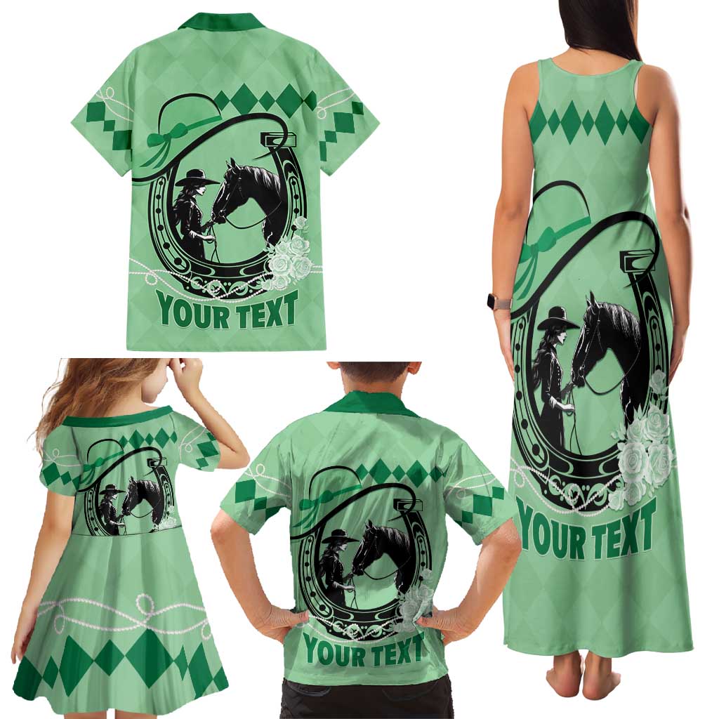 Personalized Kentucky Horse Racing Family Matching Tank Maxi Dress and Hawaiian Shirt Beauty and The Horse Green Version LT01