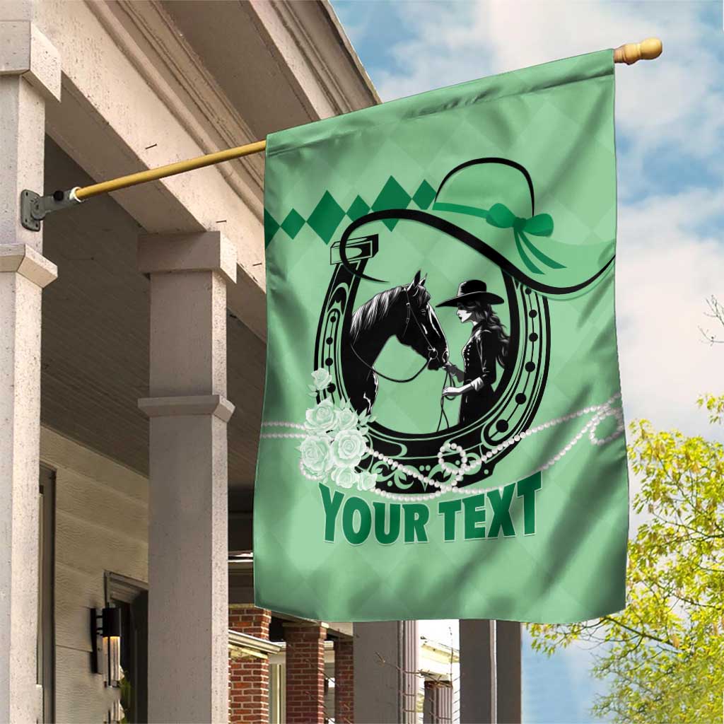 Personalized Kentucky Horse Racing Garden Flag Beauty and The Horse Green Version LT01