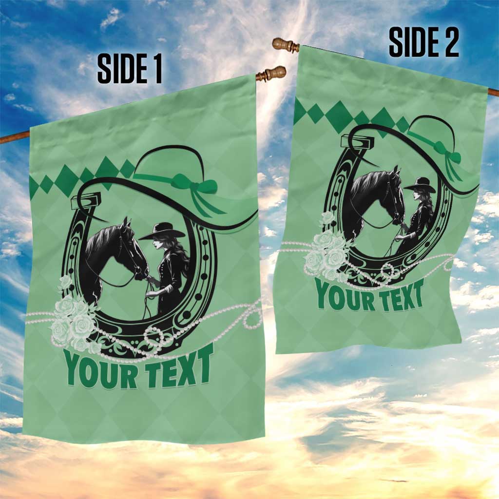 Personalized Kentucky Horse Racing Garden Flag Beauty and The Horse Green Version LT01