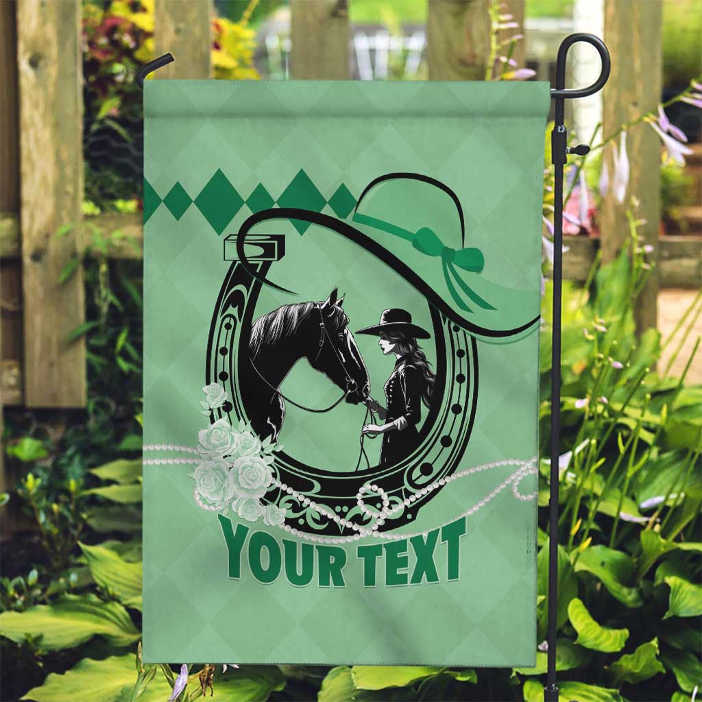 Personalized Kentucky Horse Racing Garden Flag Beauty and The Horse Green Version LT01