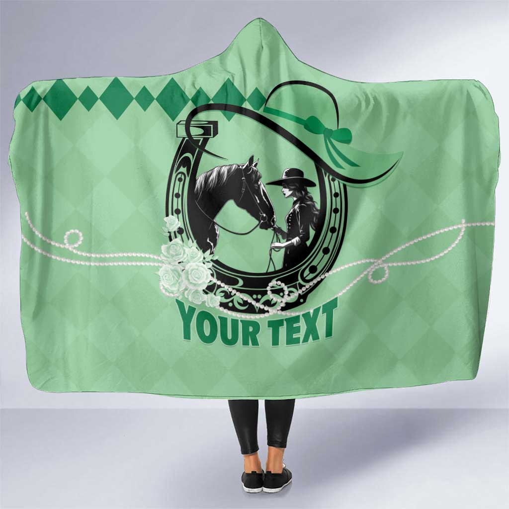 Personalized Kentucky Horse Racing Hooded Blanket Beauty and The Horse Green Version LT01
