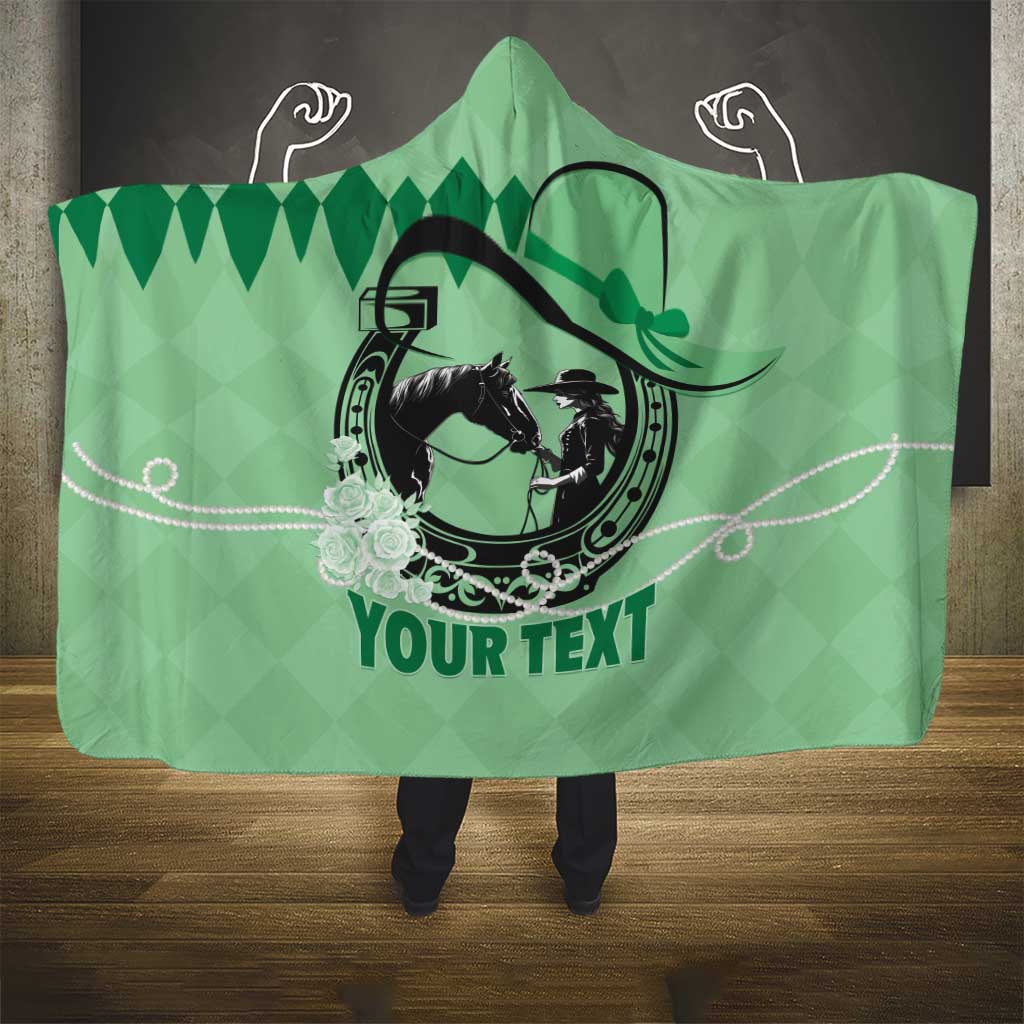 Personalized Kentucky Horse Racing Hooded Blanket Beauty and The Horse Green Version LT01
