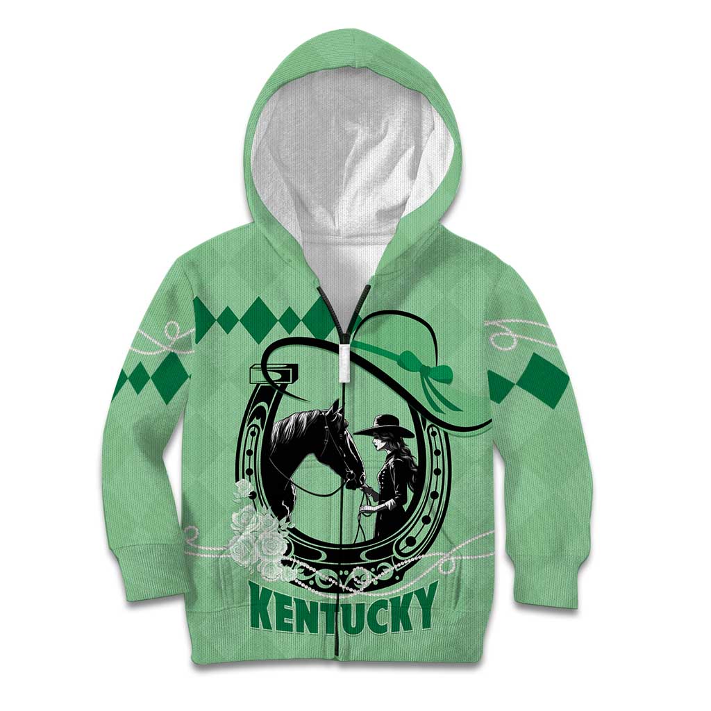 Personalized Kentucky Horse Racing Kid Hoodie Beauty and The Horse Green Version LT01
