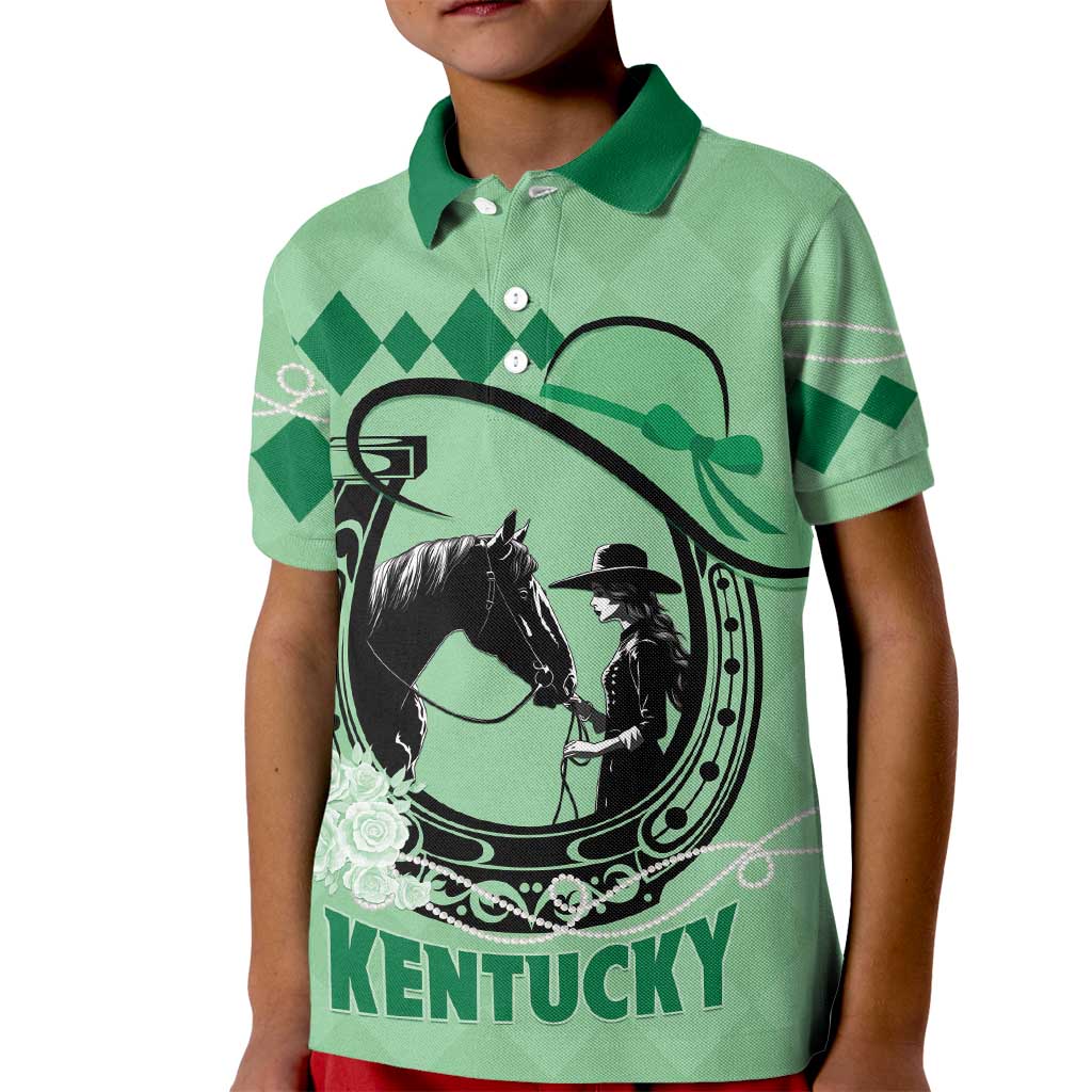 Personalized Kentucky Horse Racing Kid Polo Shirt Beauty and The Horse Green Version LT01