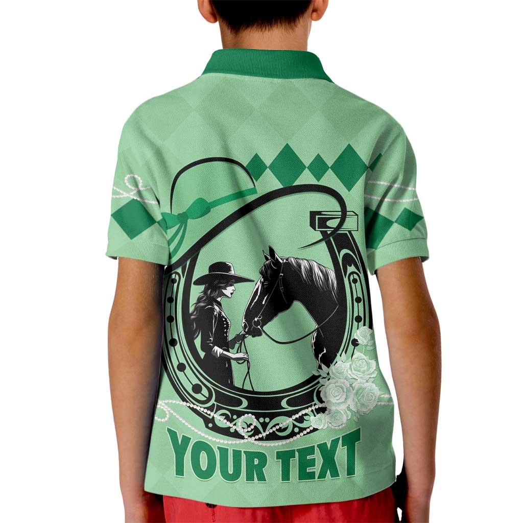 Personalized Kentucky Horse Racing Kid Polo Shirt Beauty and The Horse Green Version LT01