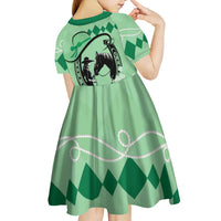 Personalized Kentucky Horse Racing Kid Short Sleeve Dress Beauty and The Horse Green Version LT01